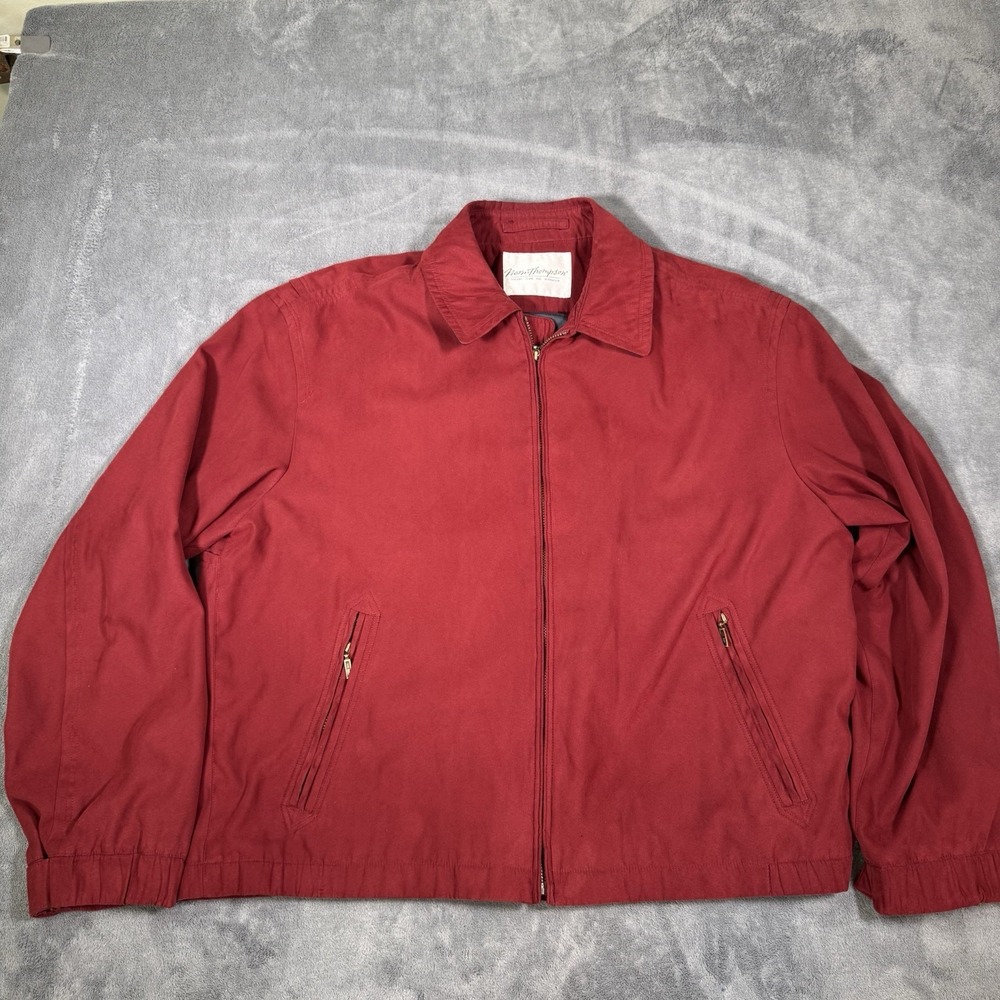 Norm‎ Thompson Red Suede Bomber Jacket Men's L Zip Vintage 90s